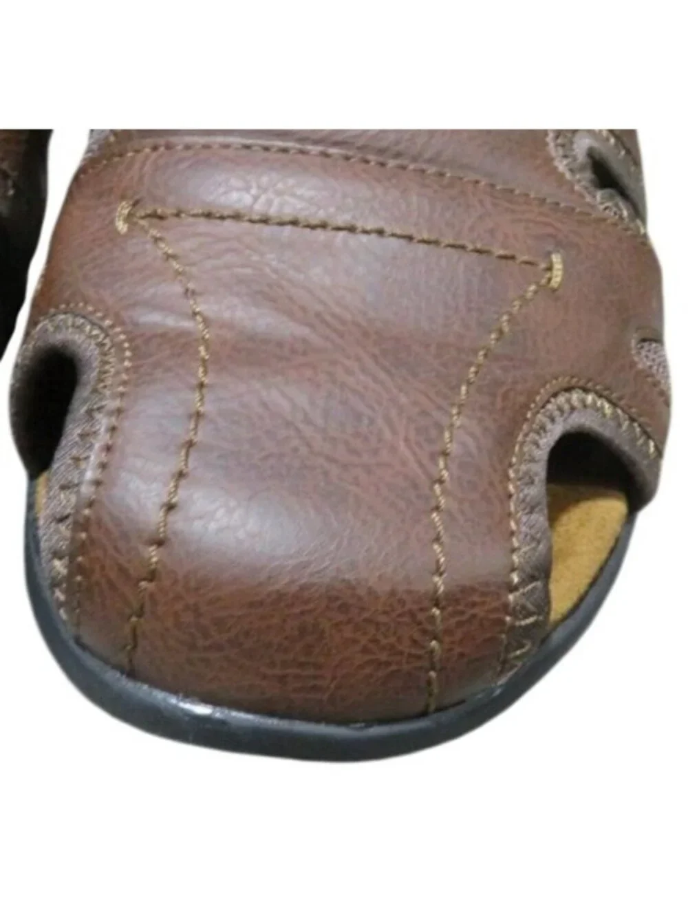 Nunn Bush Brown Leather Rio Grande Fisherman Toe Velcro closure Sandals Sz 13 M
